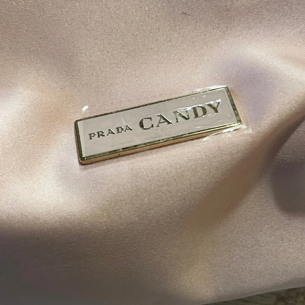 NWOT Prada Blush Pink & Black Satin Cosmetic Case
